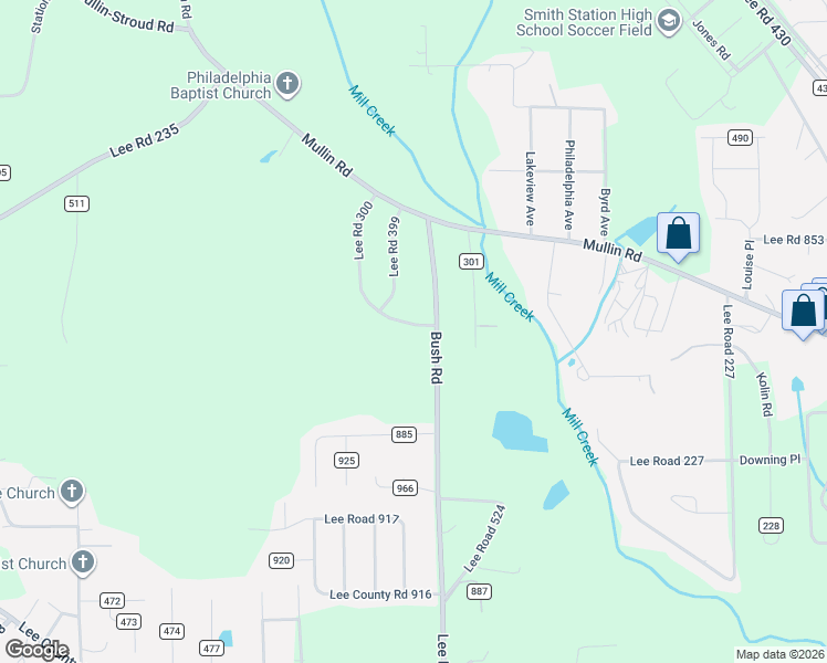 map of restaurants, bars, coffee shops, grocery stores, and more near 380 Sunnylane Drive in Smiths Station