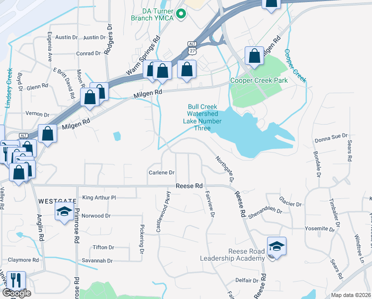 map of restaurants, bars, coffee shops, grocery stores, and more near 4646 Fairview Dr in Columbus