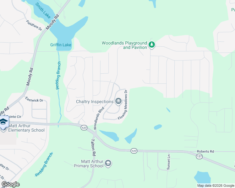 map of restaurants, bars, coffee shops, grocery stores, and more near 327 Flowing Meadows Drive in Kathleen