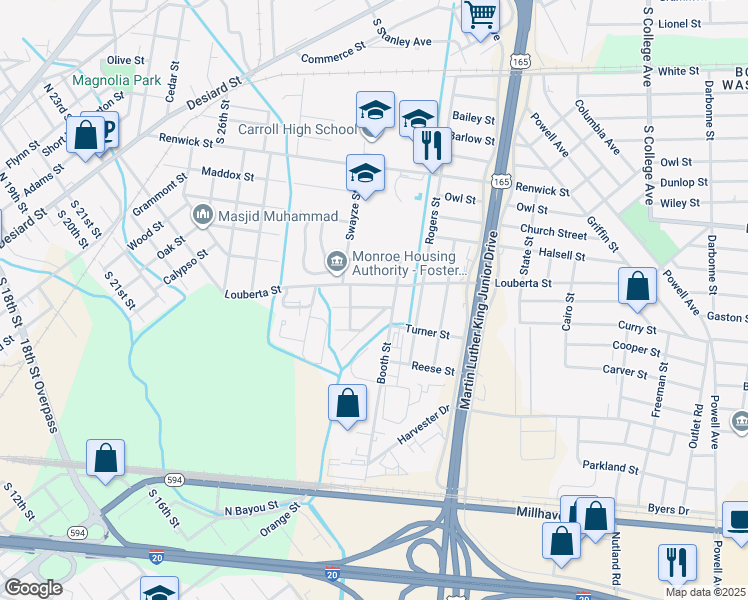 map of restaurants, bars, coffee shops, grocery stores, and more near 2951 Chester Street in Monroe