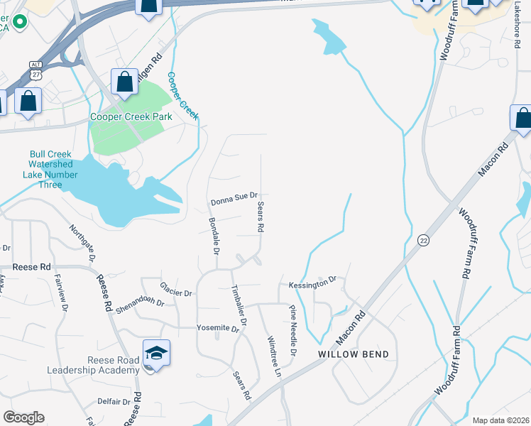 map of restaurants, bars, coffee shops, grocery stores, and more near 4604 Sears Road in Columbus