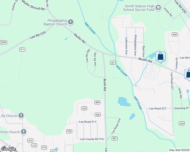map of restaurants, bars, coffee shops, grocery stores, and more near 380 Sunnylane Drive in Smiths Station