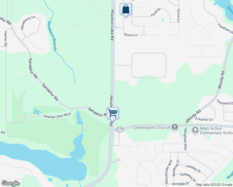 map of restaurants, bars, coffee shops, grocery stores, and more near 1928 South Houston Lake Road in Kathleen