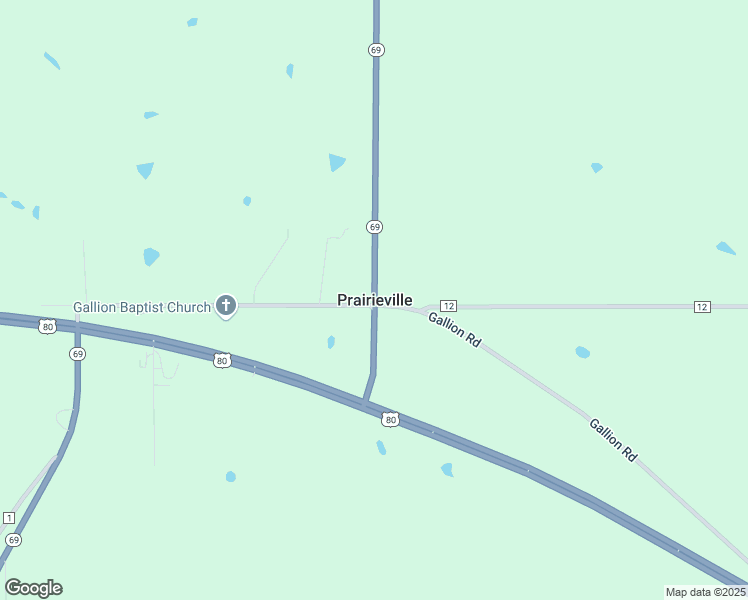 map of restaurants, bars, coffee shops, grocery stores, and more near in Prairieville