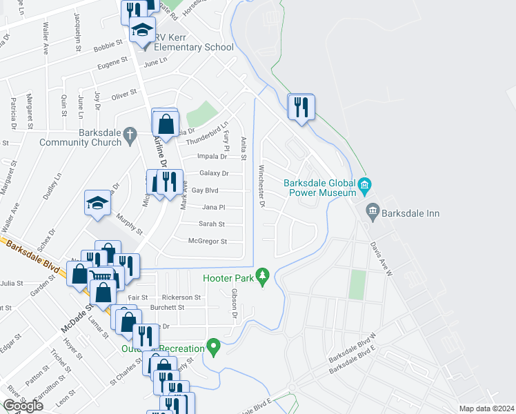 map of restaurants, bars, coffee shops, grocery stores, and more near 1510 Winchester Drive in Bossier City