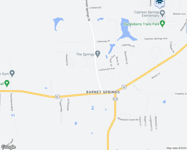 map of restaurants, bars, coffee shops, grocery stores, and more near 1704 South Barnett Springs Street in Ruston