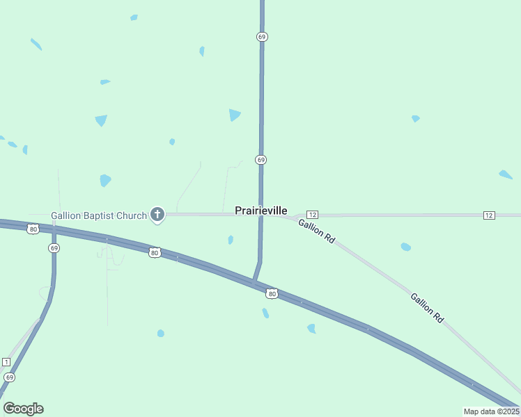 map of restaurants, bars, coffee shops, grocery stores, and more near in Prairieville
