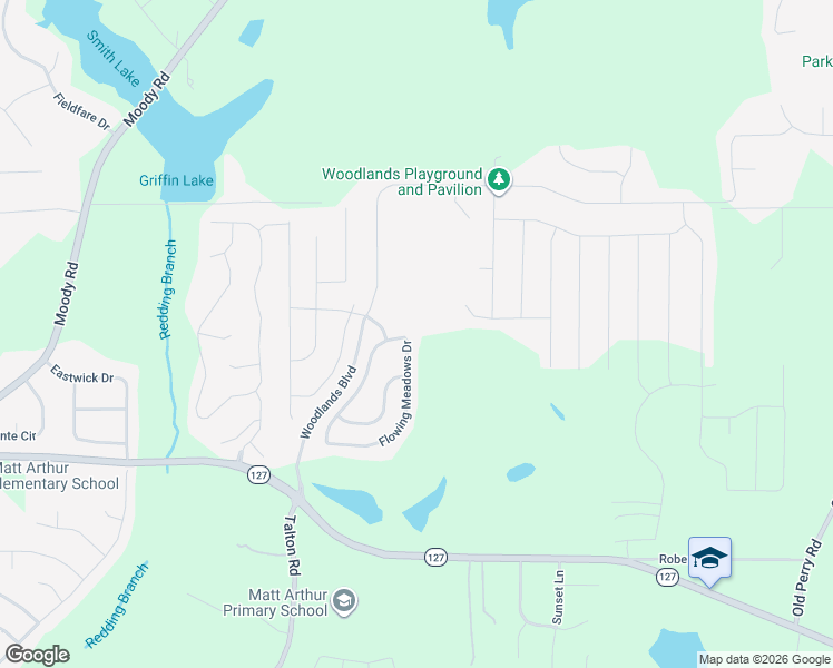 map of restaurants, bars, coffee shops, grocery stores, and more near 118 Flowing Meadows Drive in Kathleen