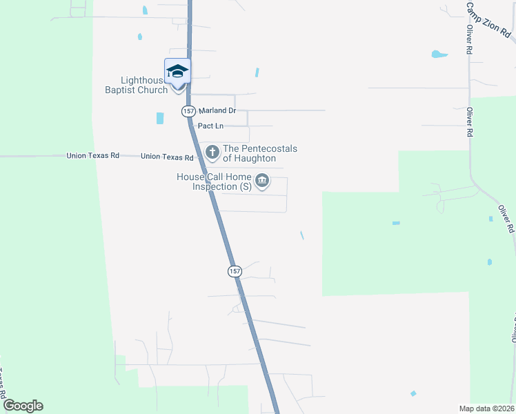 map of restaurants, bars, coffee shops, grocery stores, and more near 216 Southern Creek Circle in Haughton