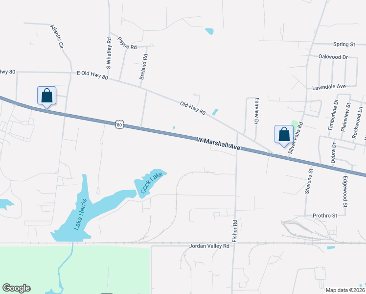map of restaurants, bars, coffee shops, grocery stores, and more near 5806 West Marshall Avenue in Longview