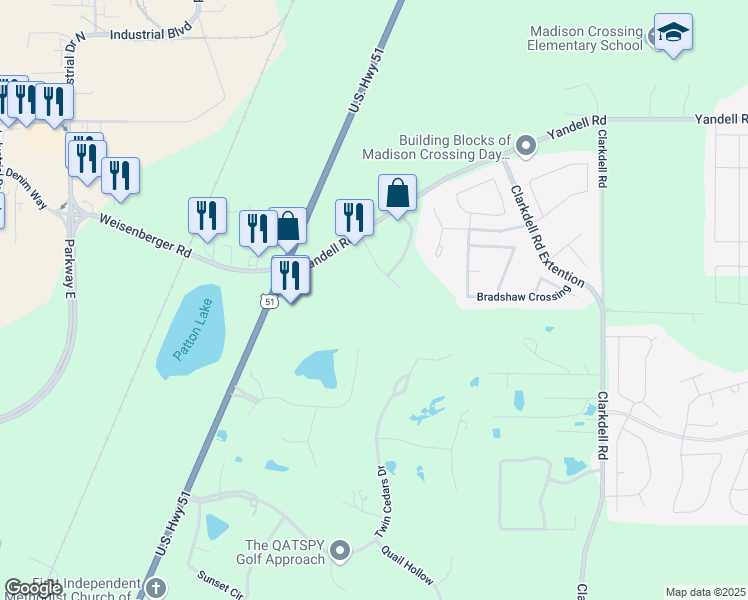 map of restaurants, bars, coffee shops, grocery stores, and more near 106 Westfalen Drive in Canton