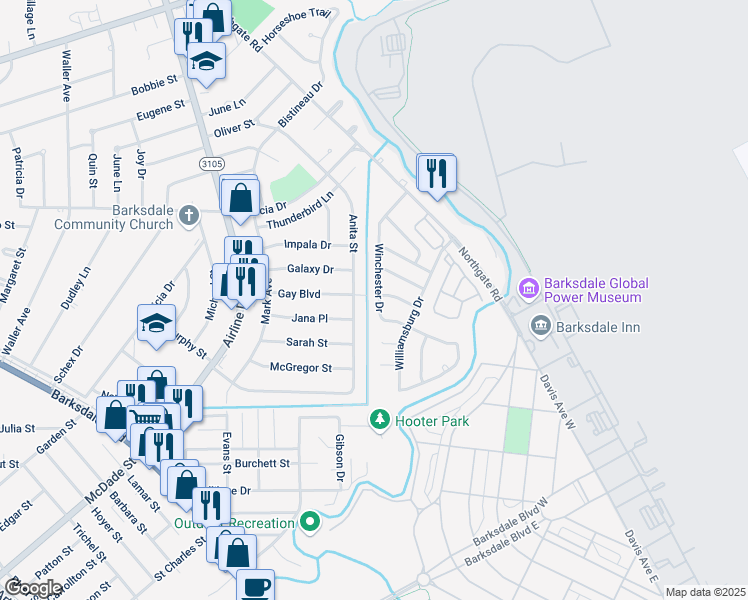 map of restaurants, bars, coffee shops, grocery stores, and more near 3303 Salem Place in Bossier City
