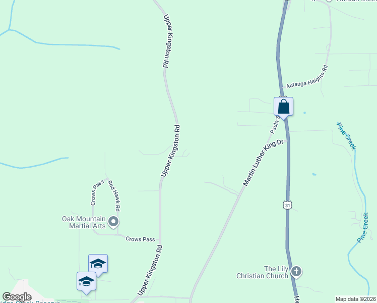 map of restaurants, bars, coffee shops, grocery stores, and more near 1500 Martin Luther King Drive in Prattville