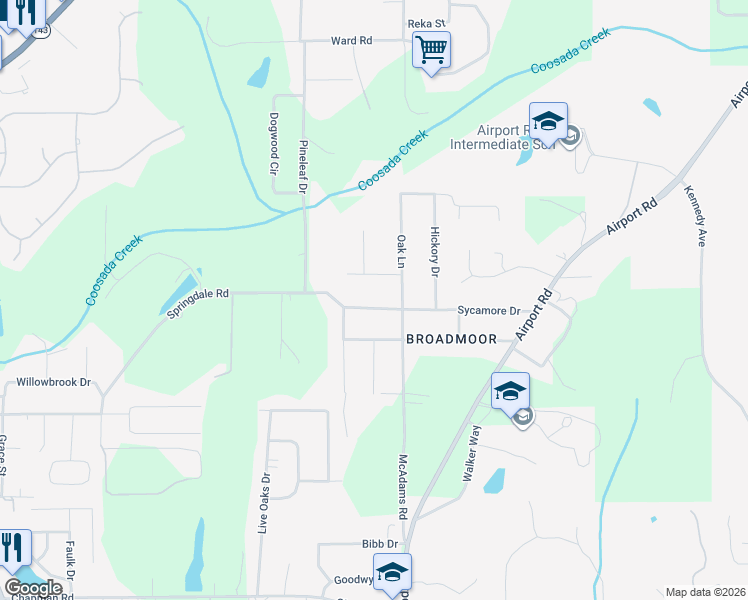 map of restaurants, bars, coffee shops, grocery stores, and more near 4990 Dyess Street in Millbrook