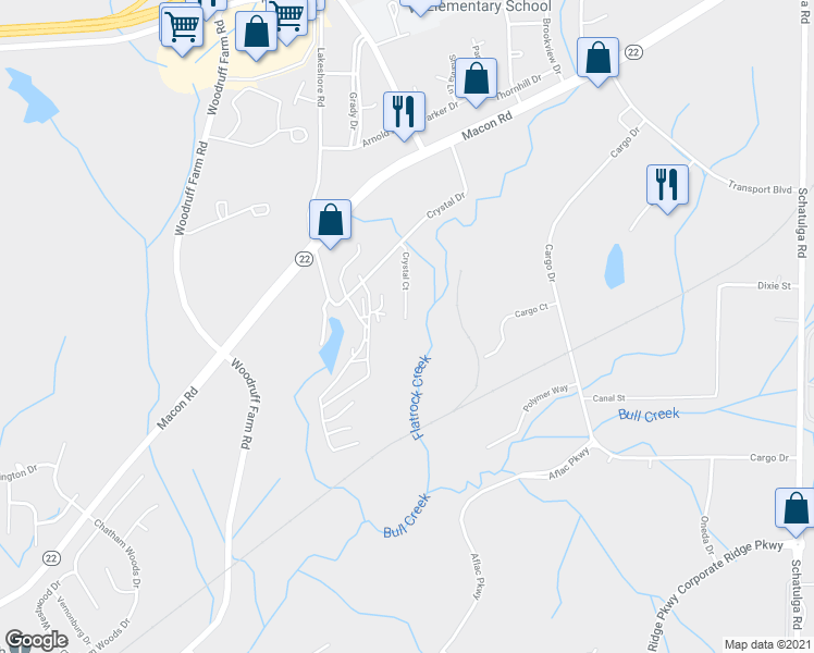 map of restaurants, bars, coffee shops, grocery stores, and more near 5256 Crystal Court in Columbus