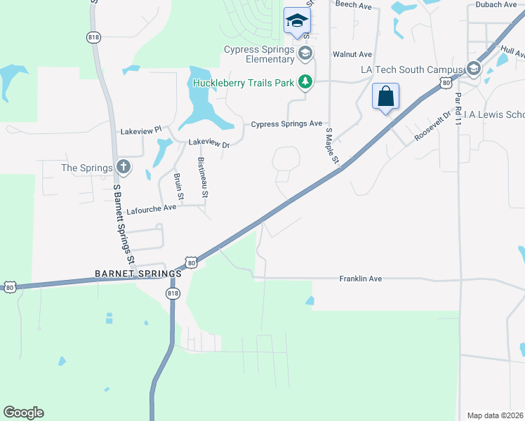 map of restaurants, bars, coffee shops, grocery stores, and more near 2700 West California Avenue in Ruston