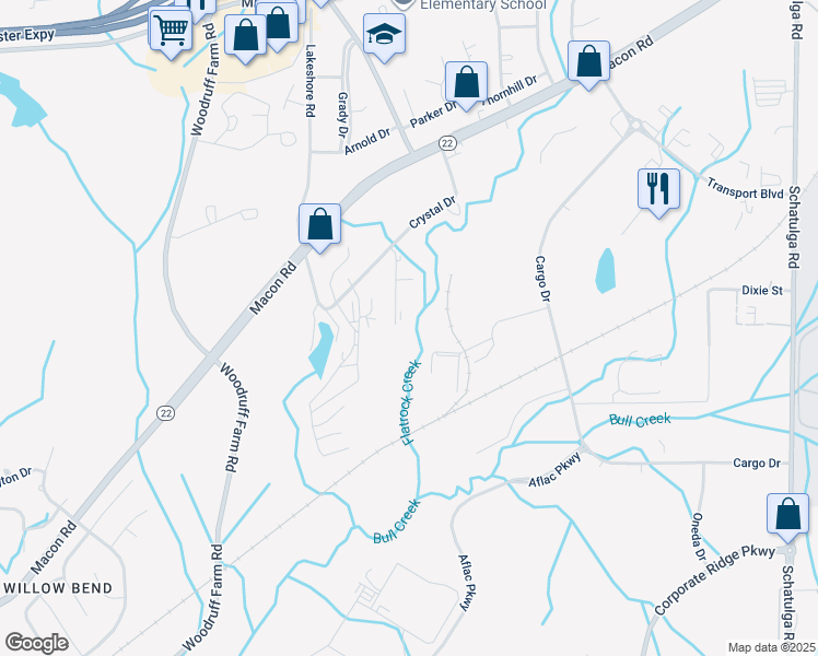 map of restaurants, bars, coffee shops, grocery stores, and more near 5256 Crystal Court in Columbus