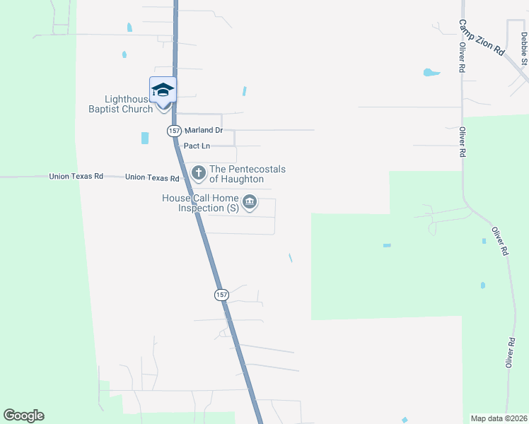 map of restaurants, bars, coffee shops, grocery stores, and more near 204 Southern Creek Circle in Haughton