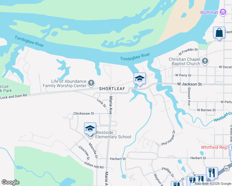 map of restaurants, bars, coffee shops, grocery stores, and more near Mc Neil Avenue in Demopolis