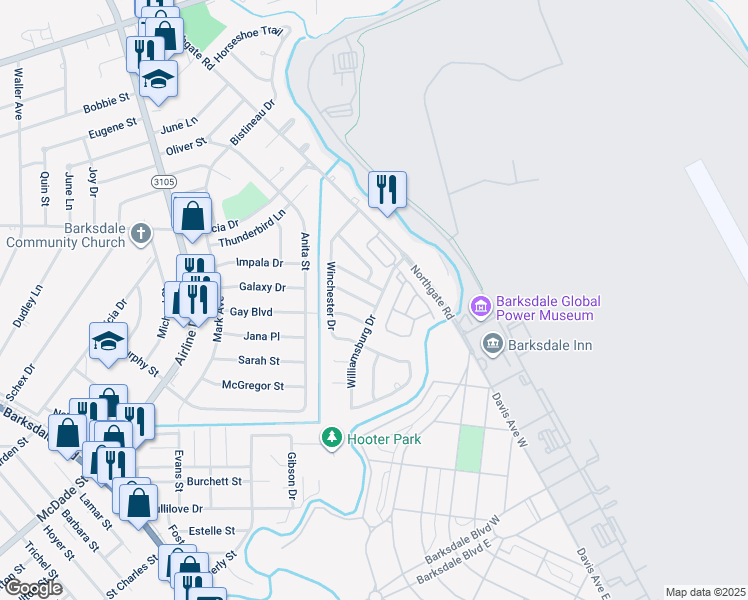 map of restaurants, bars, coffee shops, grocery stores, and more near 3331 Raleigh Place in Bossier City