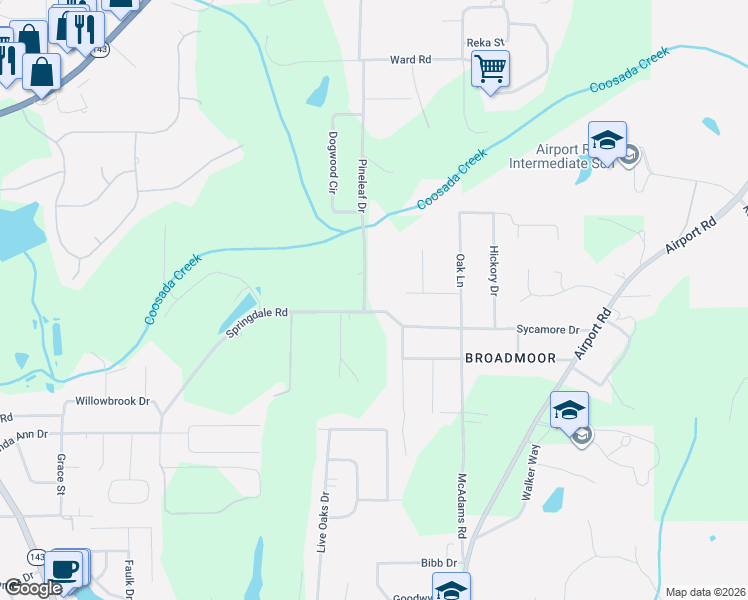 map of restaurants, bars, coffee shops, grocery stores, and more near 4363-4429 Springdale Road in Millbrook