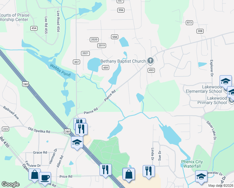 map of restaurants, bars, coffee shops, grocery stores, and more near 5113 Best Drive in Phenix City