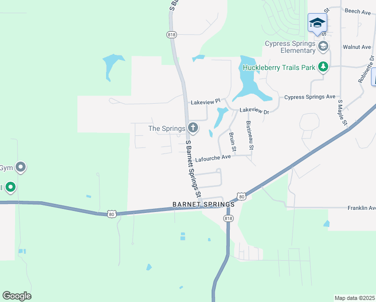 map of restaurants, bars, coffee shops, grocery stores, and more near 1620 South Barnett Springs Street in Ruston