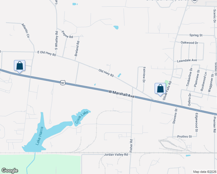 map of restaurants, bars, coffee shops, grocery stores, and more near 5804-5806 West Marshall Avenue in Longview