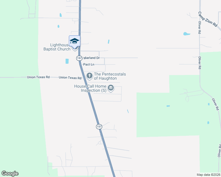 map of restaurants, bars, coffee shops, grocery stores, and more near 216 Southern Creek Circle in Haughton