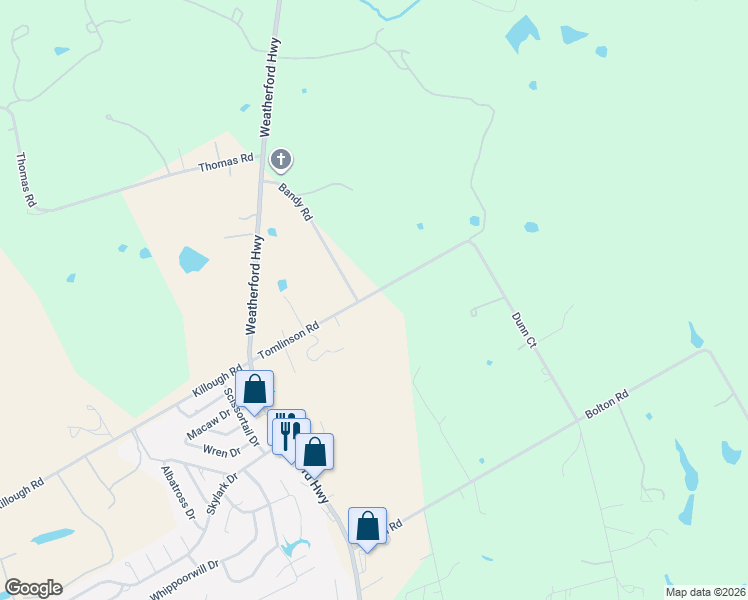 map of restaurants, bars, coffee shops, grocery stores, and more near 161 Tomlinson Road in Granbury