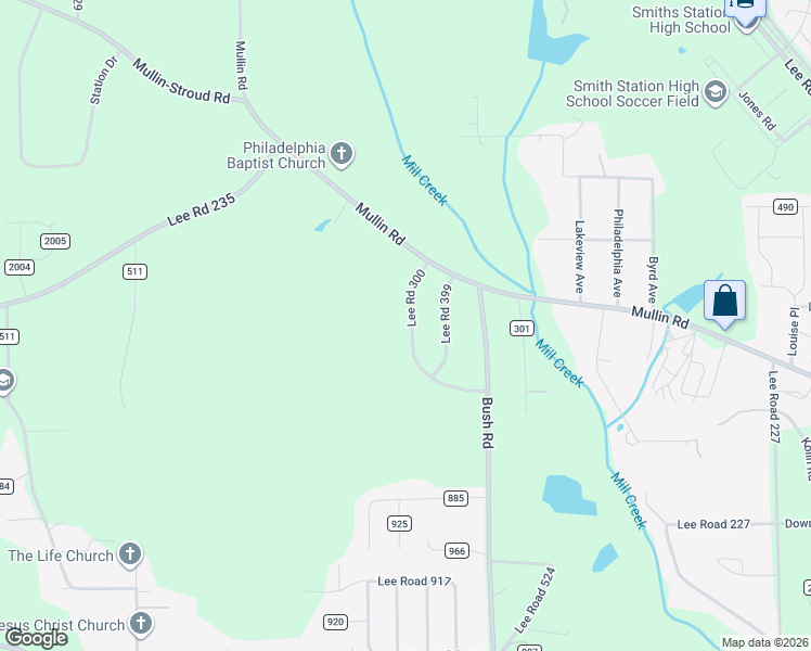 map of restaurants, bars, coffee shops, grocery stores, and more near 160 Lee Road 300 in Smiths Station