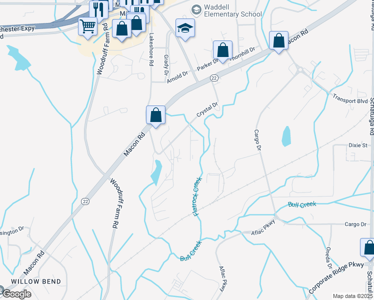 map of restaurants, bars, coffee shops, grocery stores, and more near 5223 Crystal Court in Columbus