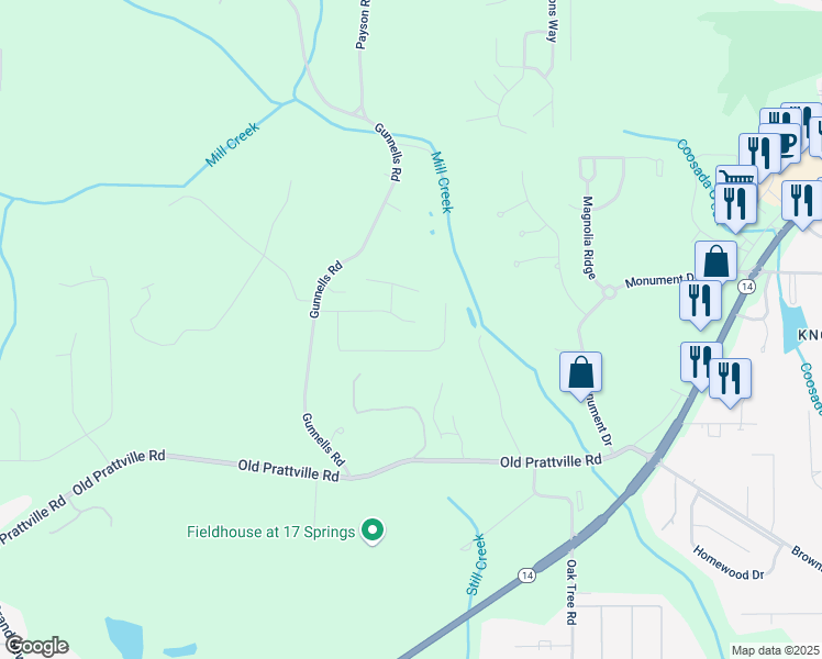 map of restaurants, bars, coffee shops, grocery stores, and more near 209 Dillon's Run in Deatsville
