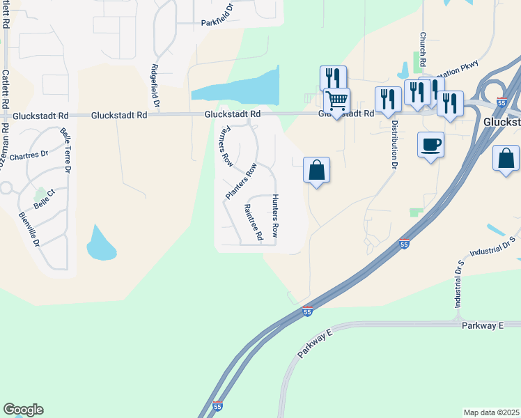 map of restaurants, bars, coffee shops, grocery stores, and more near 112 Raintree Road in Madison