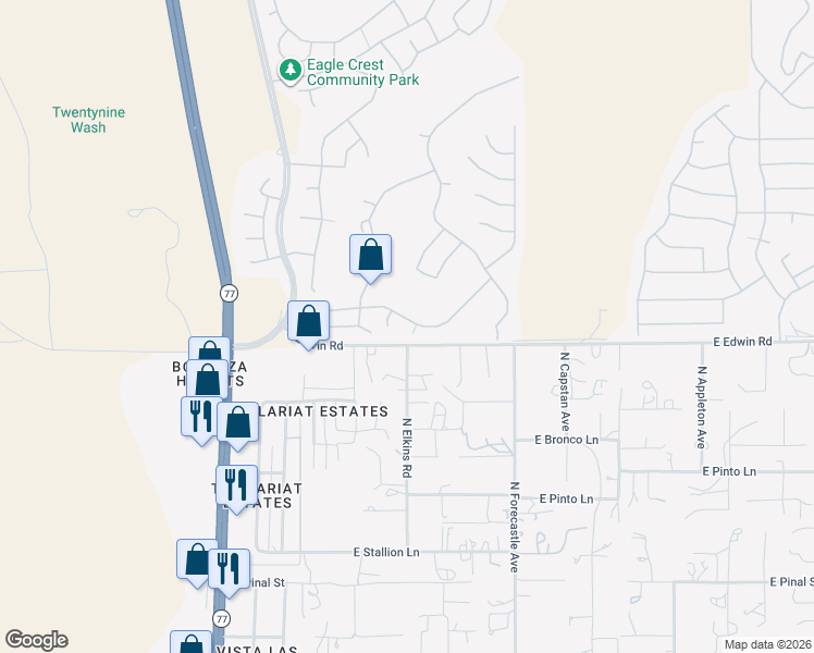map of restaurants, bars, coffee shops, grocery stores, and more near 60737 Eagle Heights Drive in Tucson