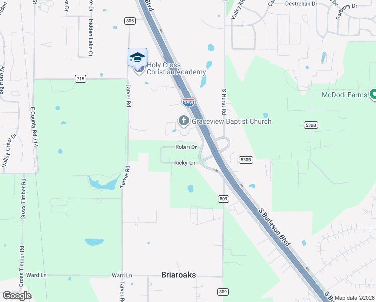 map of restaurants, bars, coffee shops, grocery stores, and more near 1500 South Burleson Boulevard in Burleson