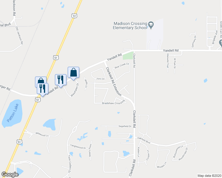 map of restaurants, bars, coffee shops, grocery stores, and more near 118 Fairchild Cove in Canton