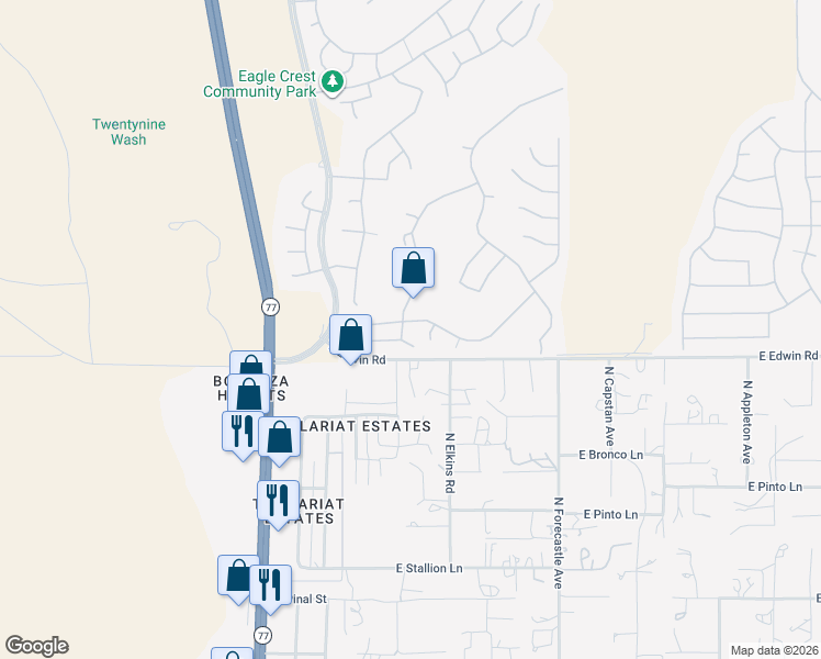 map of restaurants, bars, coffee shops, grocery stores, and more near 60593 Black Crest Loop in Tucson