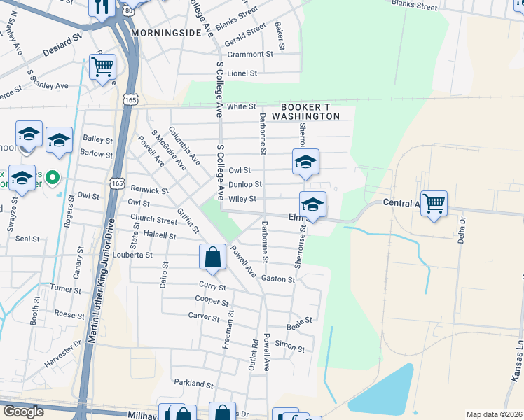 map of restaurants, bars, coffee shops, grocery stores, and more near 3911 Elm Street in Monroe