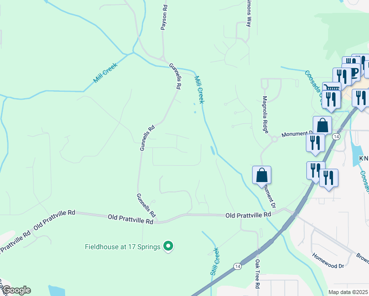 map of restaurants, bars, coffee shops, grocery stores, and more near 209 Dillon's Run in Deatsville