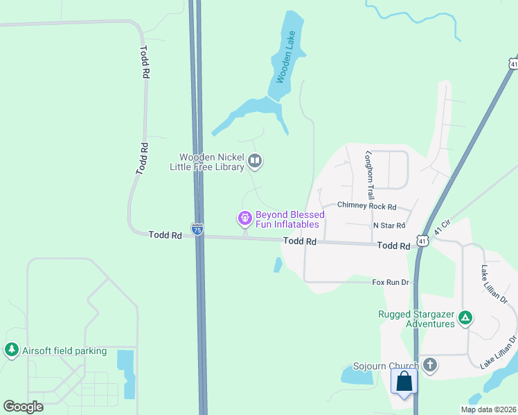 map of restaurants, bars, coffee shops, grocery stores, and more near 307 Bermuda Ridge in Perry