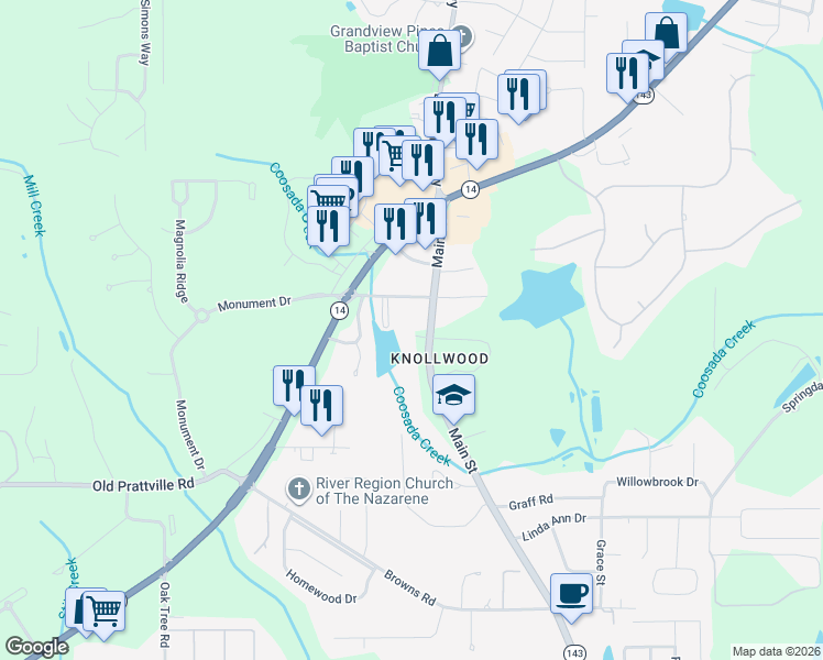 map of restaurants, bars, coffee shops, grocery stores, and more near 5781 Main Street in Millbrook