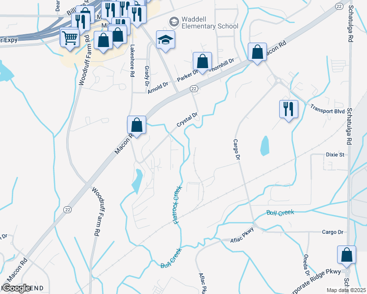 map of restaurants, bars, coffee shops, grocery stores, and more near 6210 Crystal Drive in Columbus