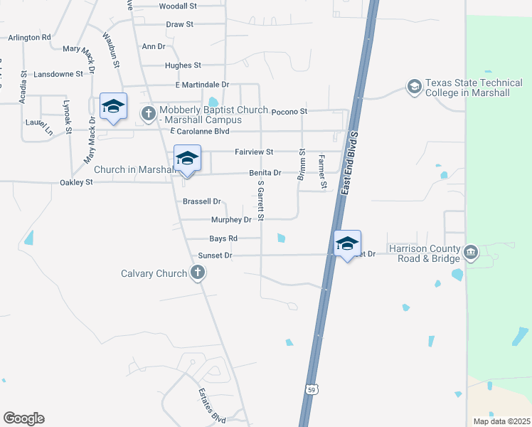 map of restaurants, bars, coffee shops, grocery stores, and more near 3444 South Garrett Street in Marshall
