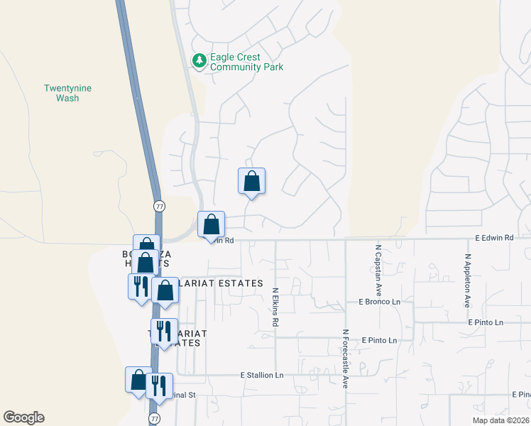 map of restaurants, bars, coffee shops, grocery stores, and more near 60674 East Eagle Heights Drive in Tucson