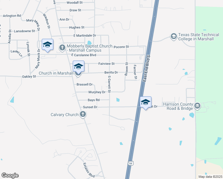 map of restaurants, bars, coffee shops, grocery stores, and more near 3444 South Garrett Street in Marshall