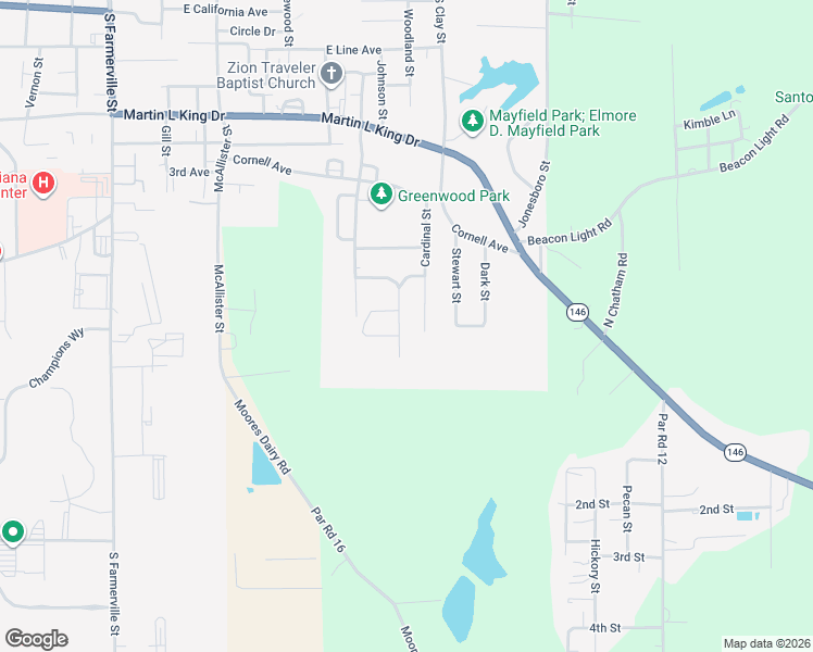 map of restaurants, bars, coffee shops, grocery stores, and more near 1400-1508 Cardinal St in Ruston