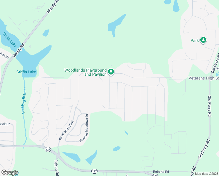 map of restaurants, bars, coffee shops, grocery stores, and more near Hollowwood Way in Houston County