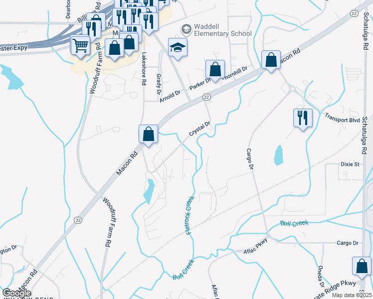 map of restaurants, bars, coffee shops, grocery stores, and more near 6145 Crystal Drive in Columbus