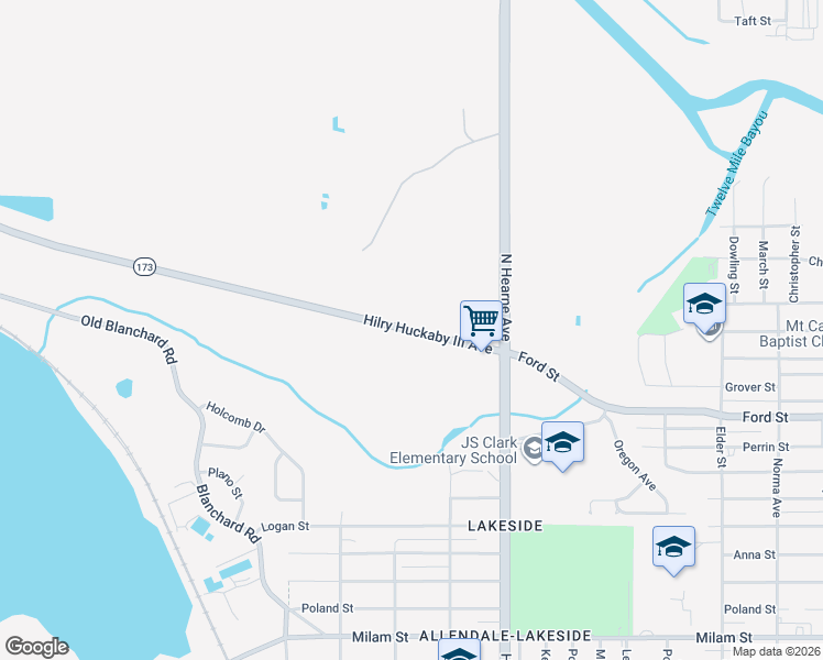 map of restaurants, bars, coffee shops, grocery stores, and more near 2926 Shreveport Blanchard Highway in Shreveport